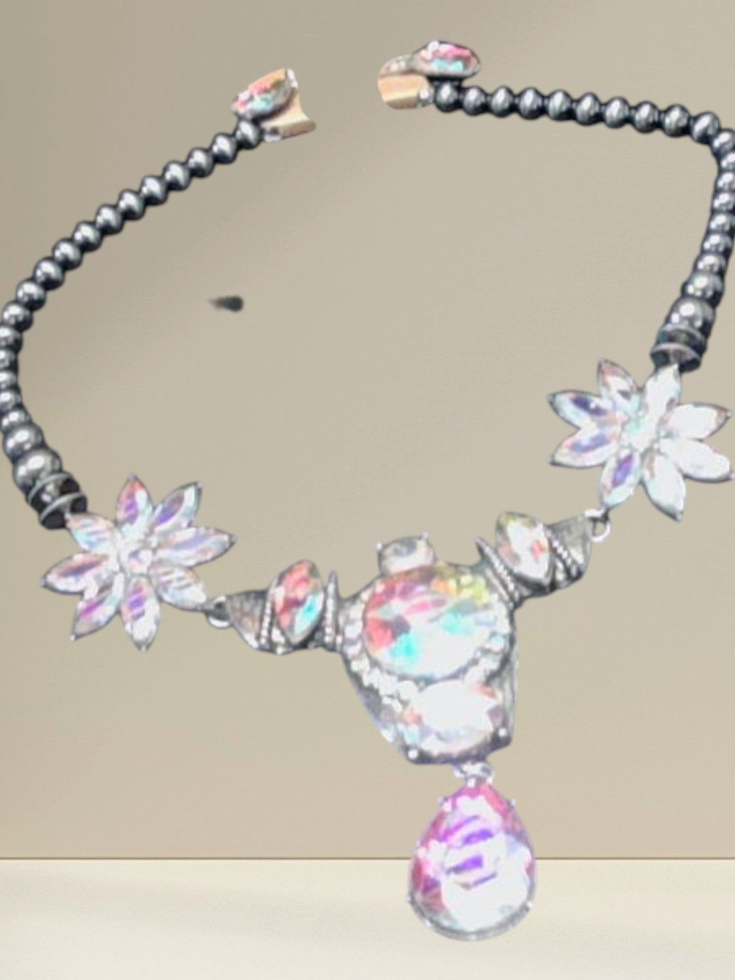 Iridescent Floral Statement Necklace