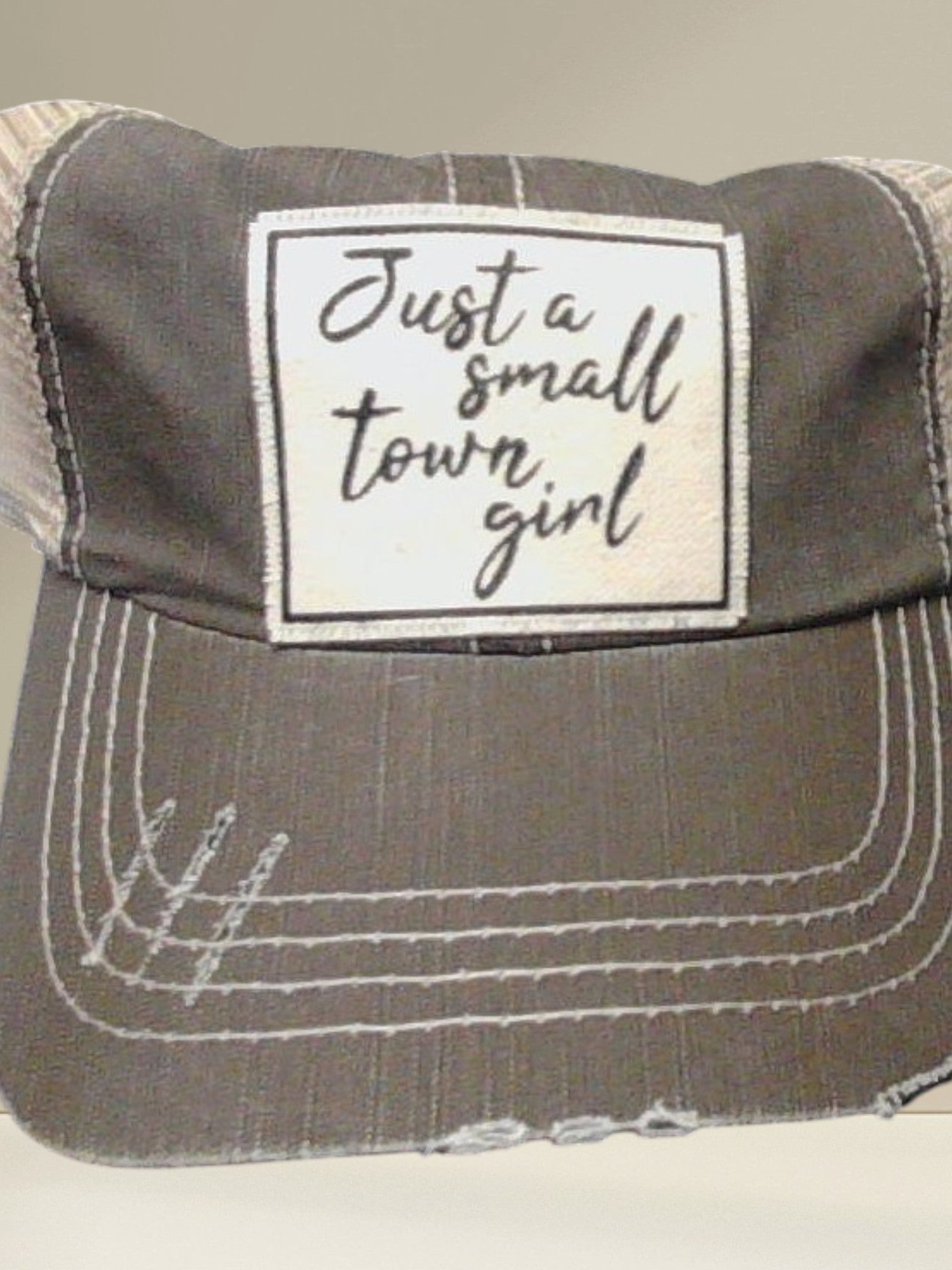 Distressed Trucker Cap — Just A Small Town Girl