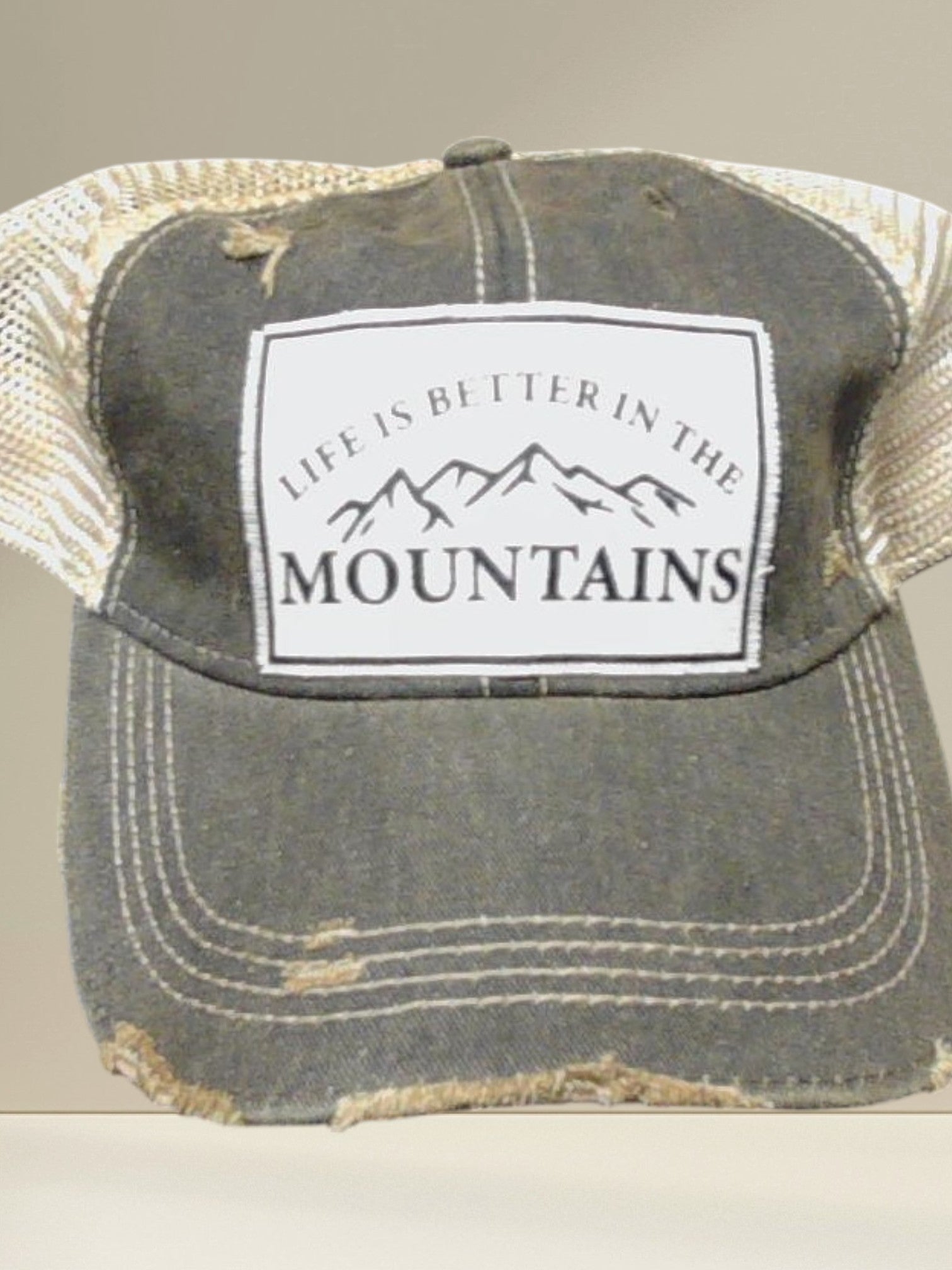 Distressed Trucker Cap — Life Is Better In The Mountains