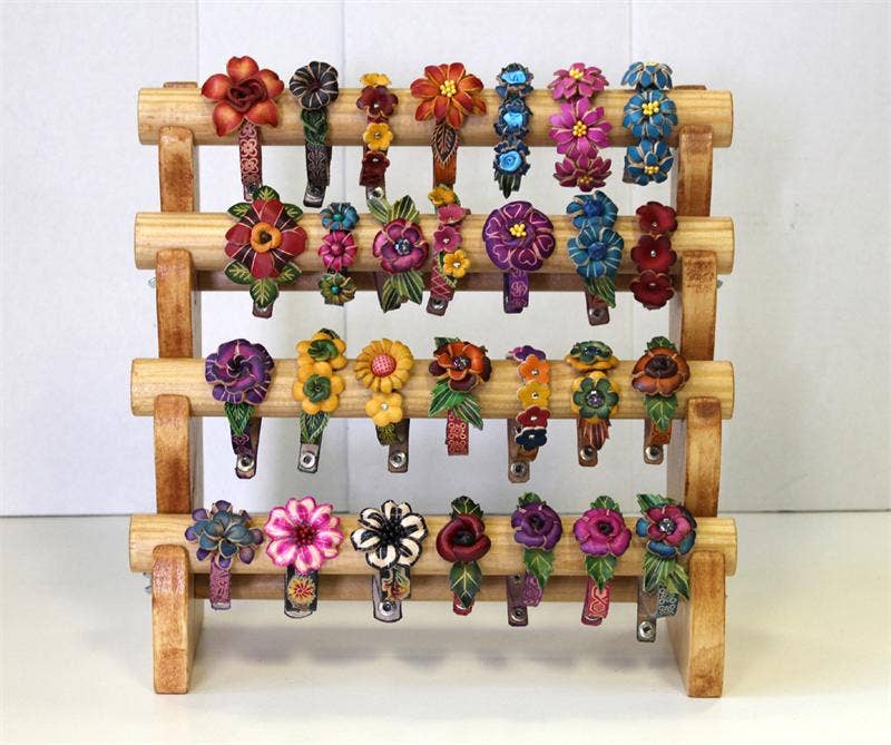 Handmade small flower leather bracelet assorted