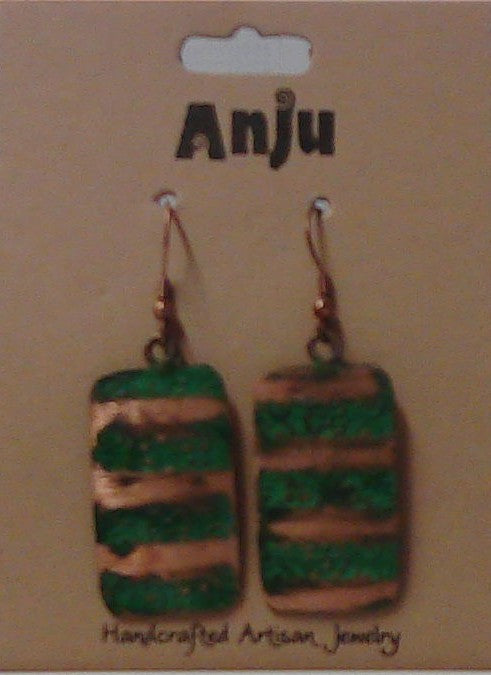 Green Striped Rectangle Earrings – Anju Handcrafted Jewelry