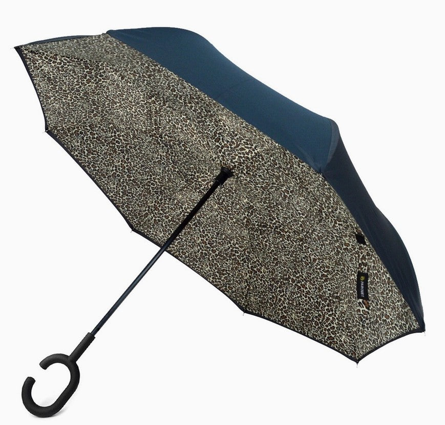 Double-Layer Inverted Umbrella — Leopard Inside