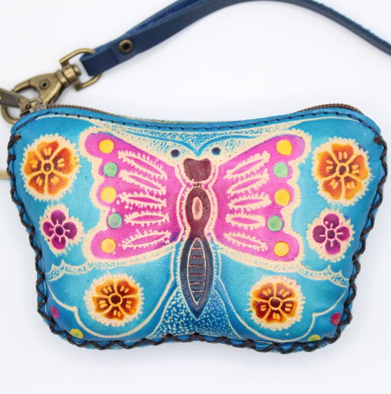 Handmade Assorted Handmade Butterfly Leather Coin Purses