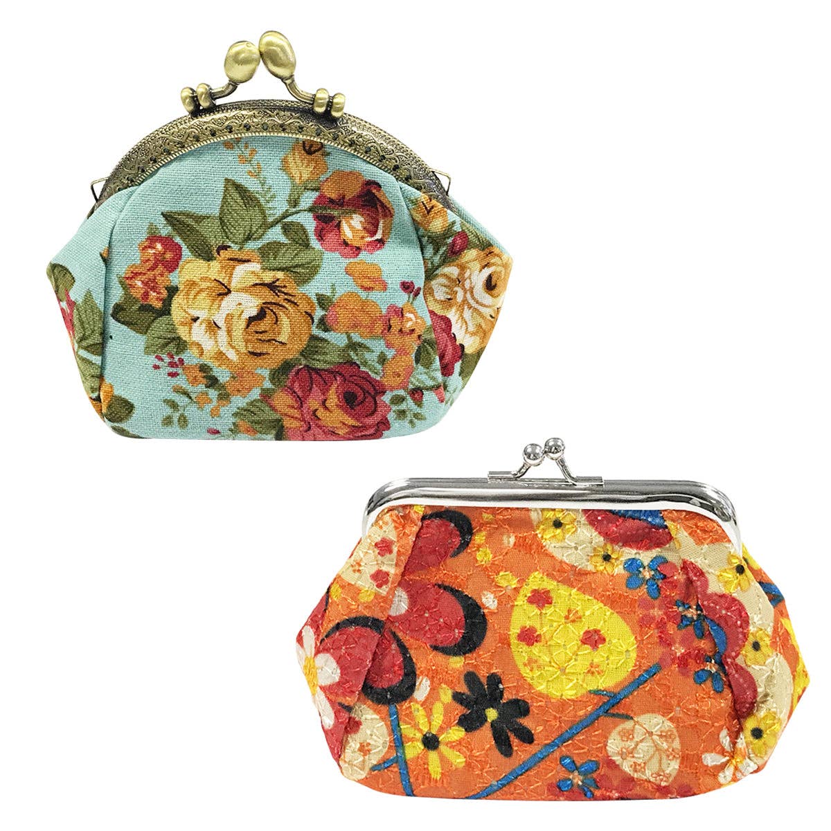 Wrapables Canvas and Floral Coin Purse Wallet Each