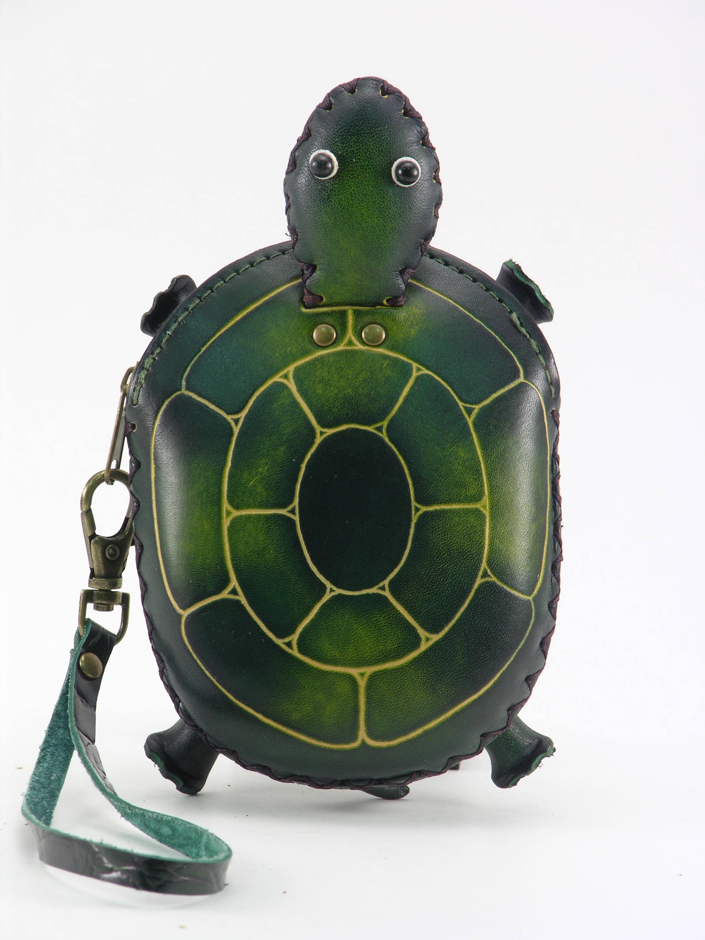 Leather Turtle coin purse wallet  E353-1 Green large