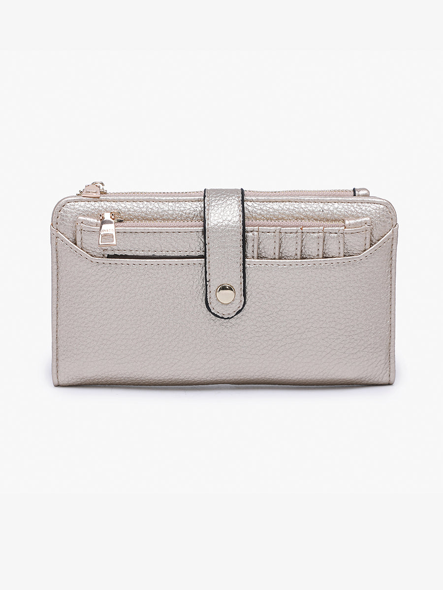 Jen & Co Zip Wallet — Metallic Silver
