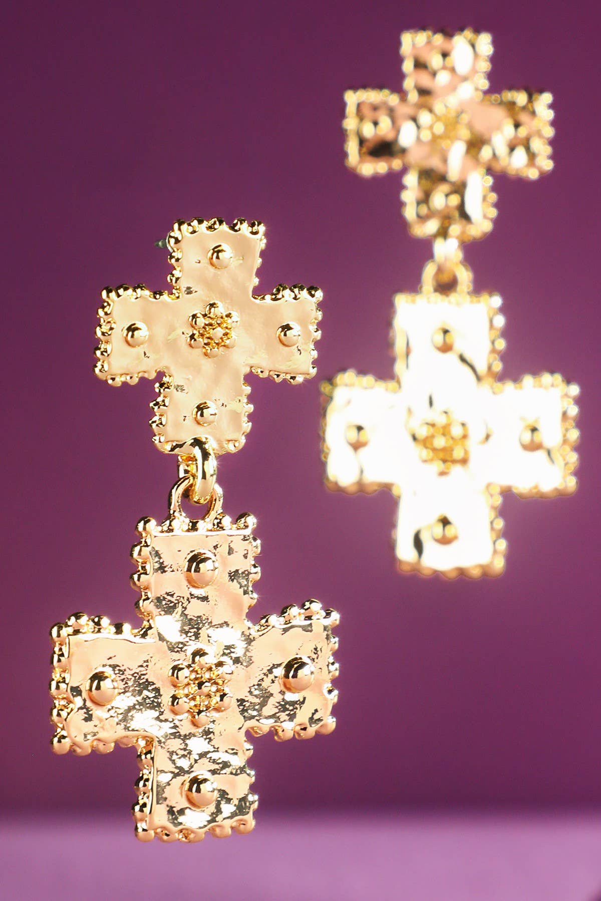 Ornate Cross Drop Earrings