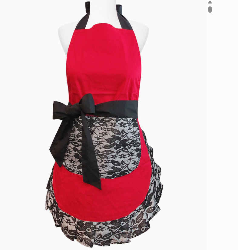 Wrapables Classic Vintage Apron – Red Hot Lace