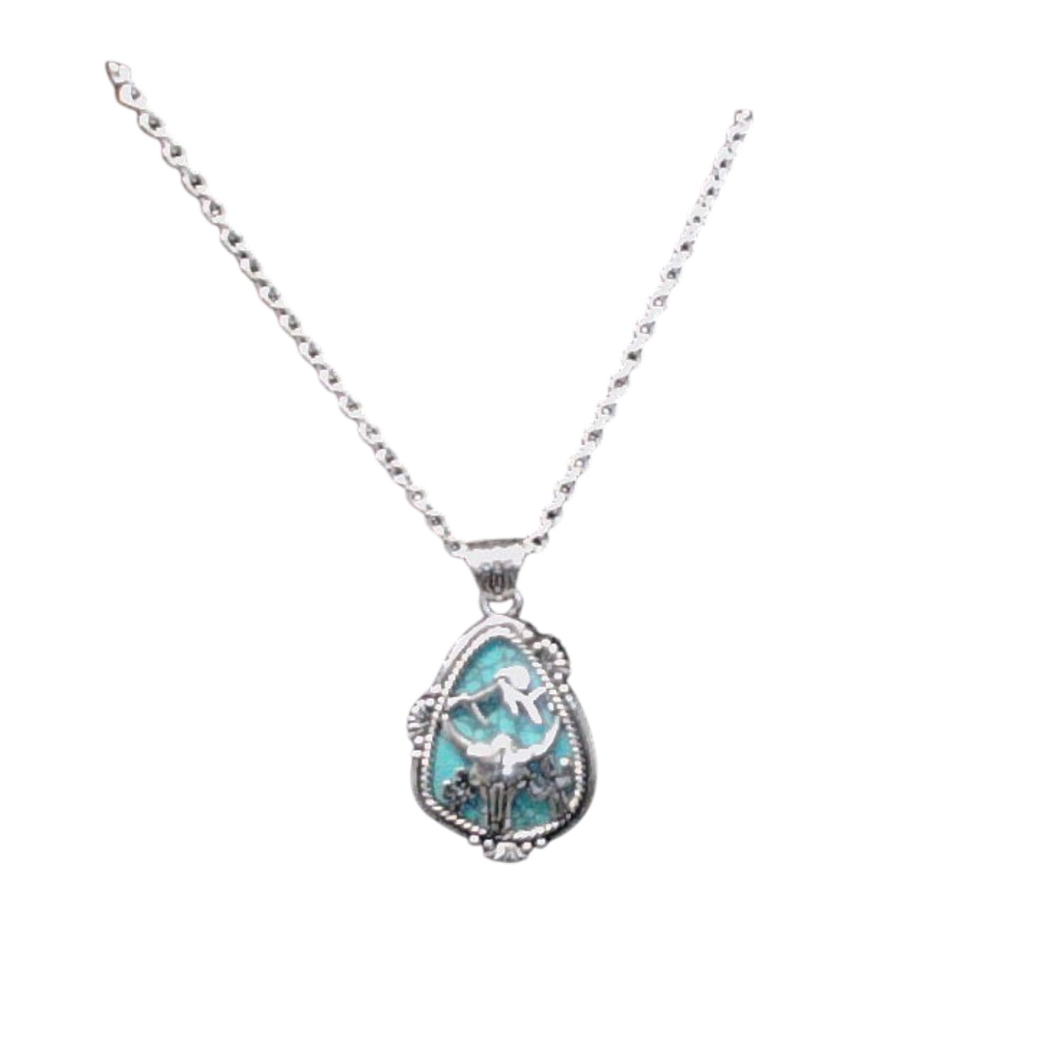 Turquoise Cowboy Scene Necklace