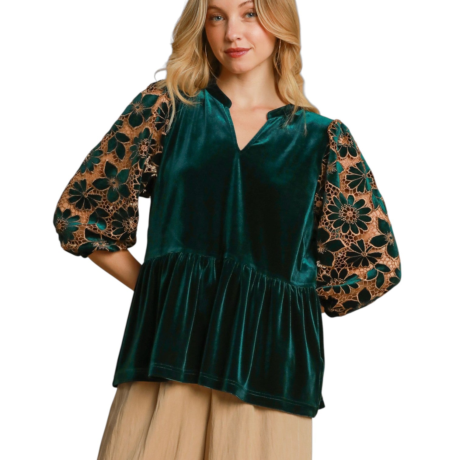 Umgee K8954 Hunter Green Top – L