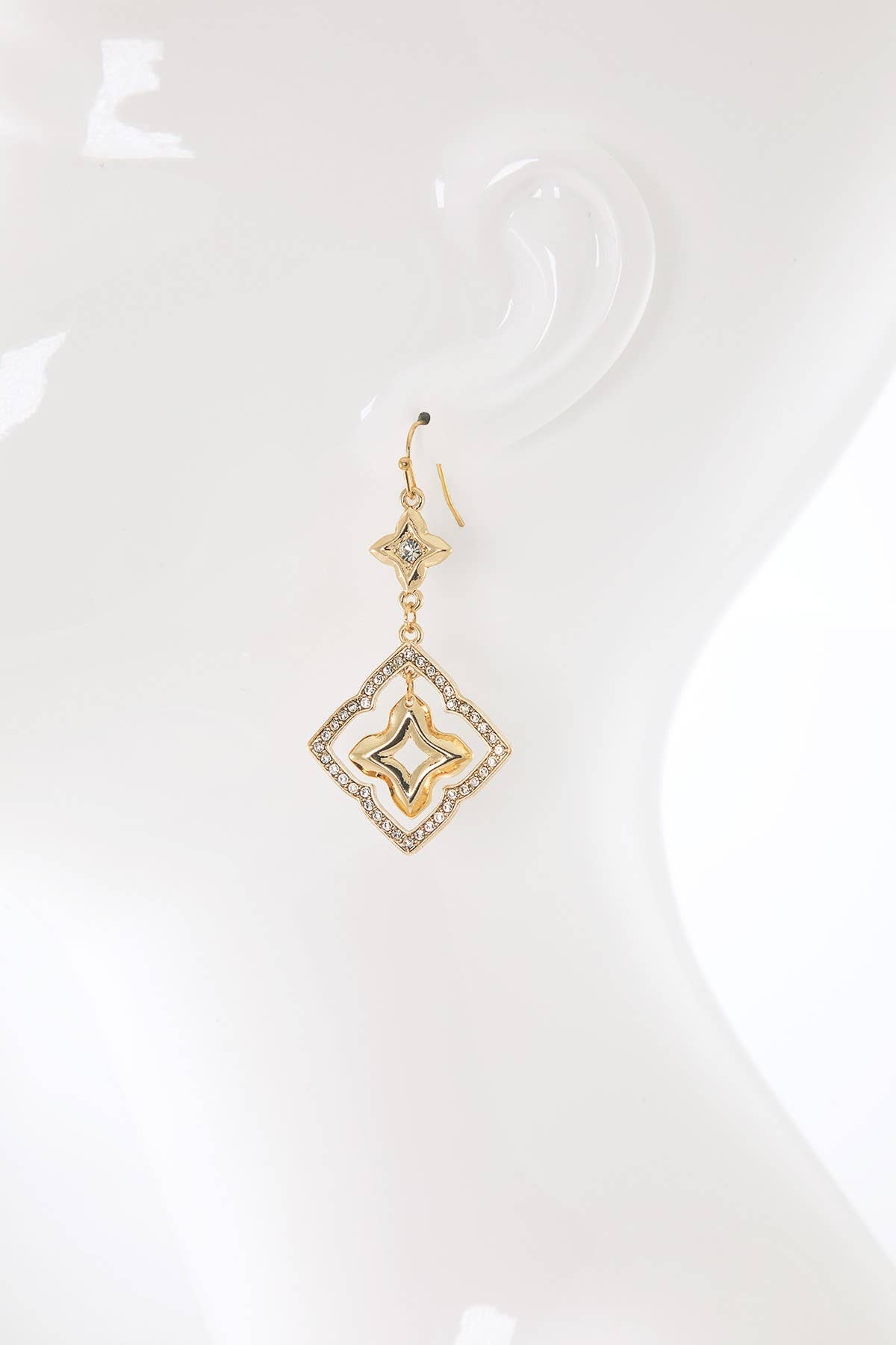 Trio Pave Quatrefoil Dangle Earrings
