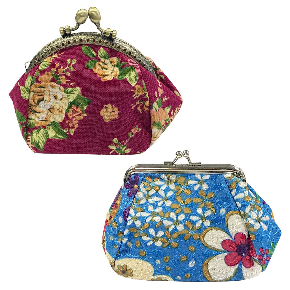 Wrapables Canvas and Floral Coin Purse Wallet Each