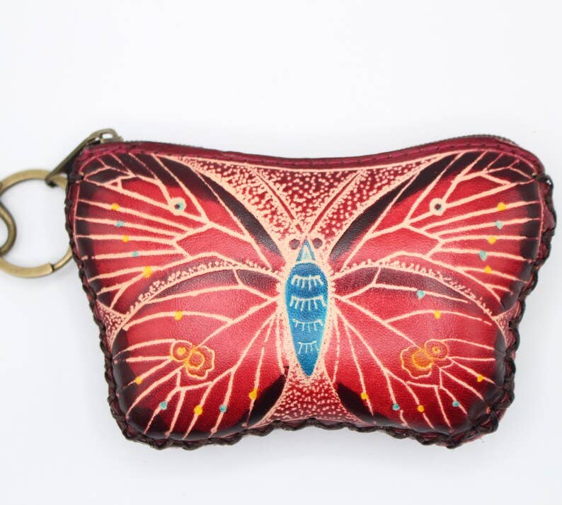 Handmade Assorted Handmade Butterfly Leather Coin Purses