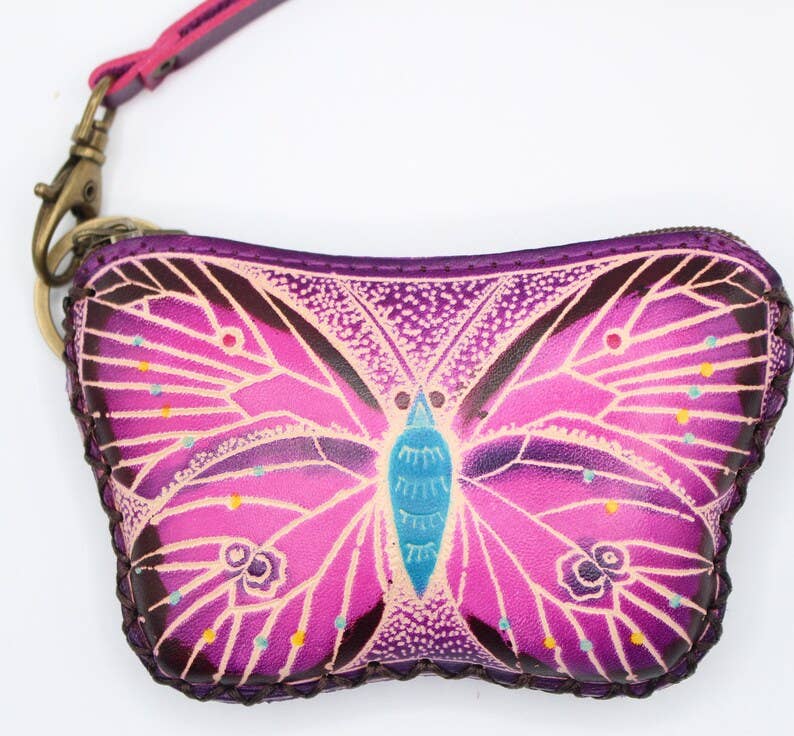 Handmade Assorted Handmade Butterfly Leather Coin Purses