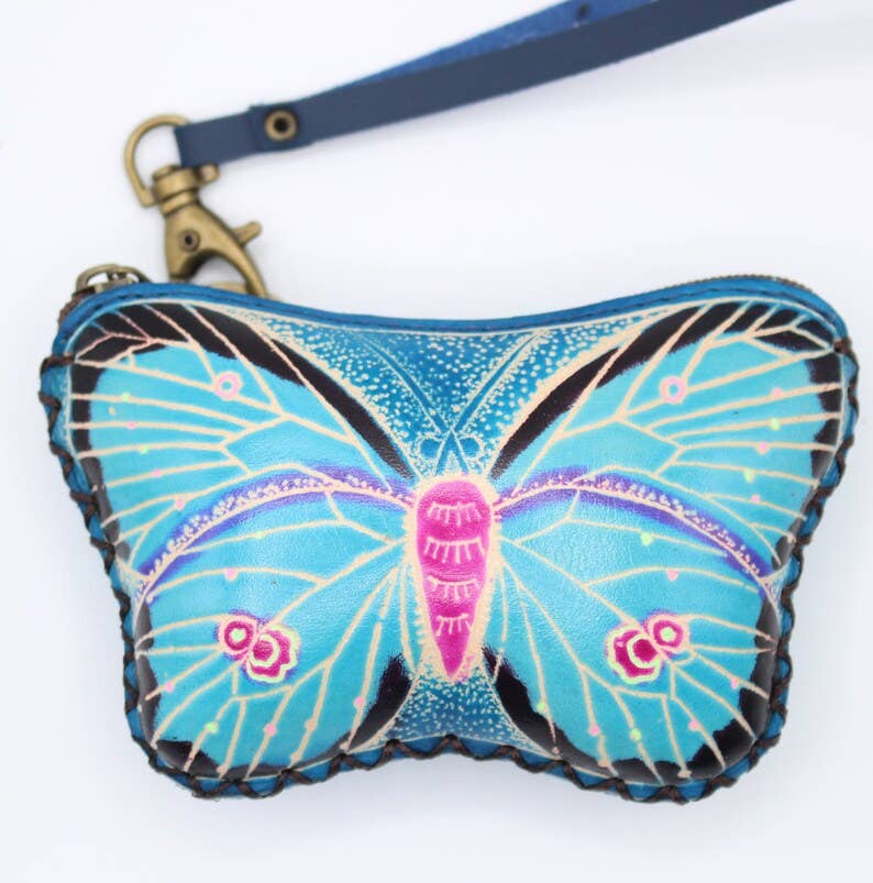 Handmade Assorted Handmade Butterfly Leather Coin Purses