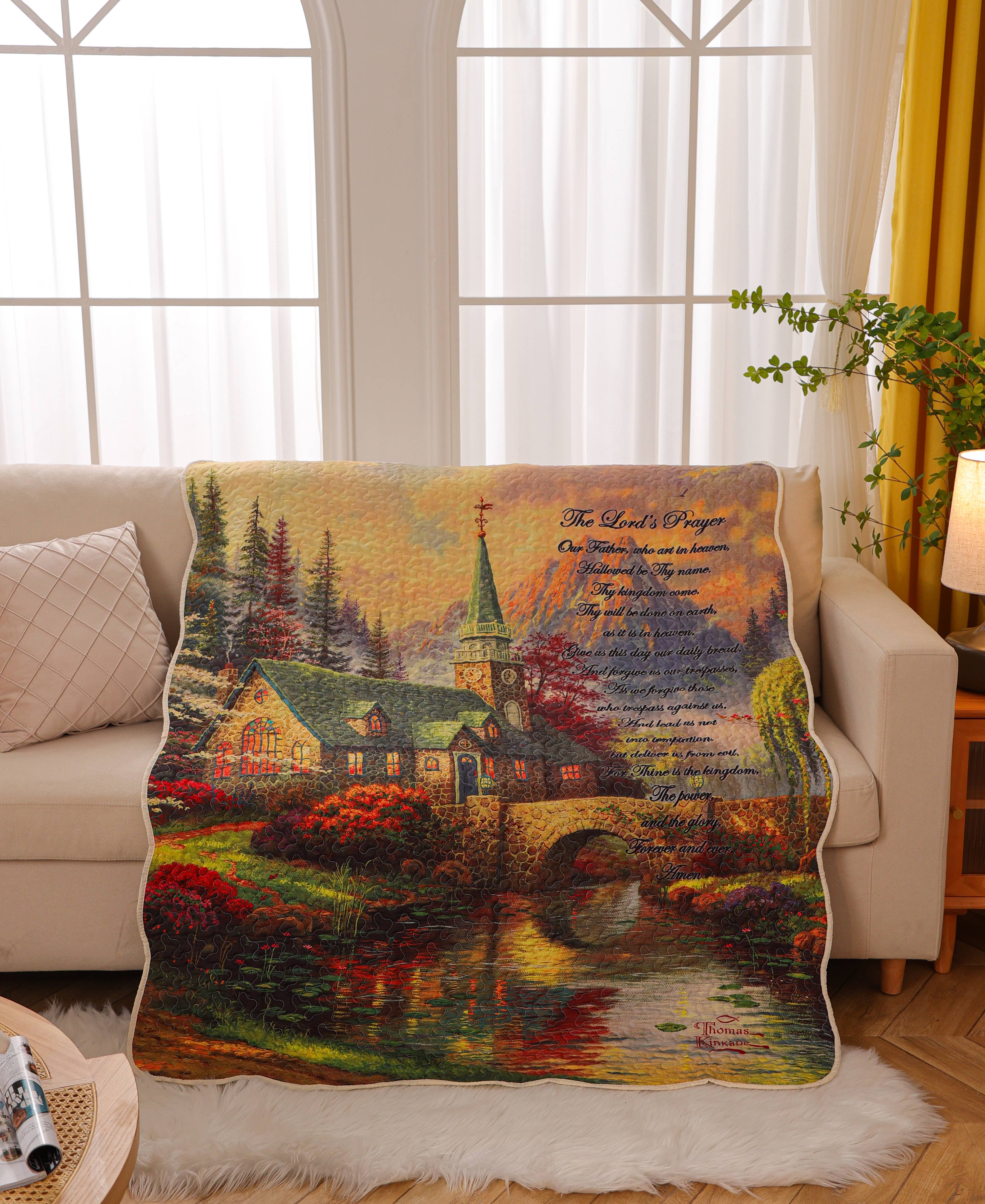 "The Lord's Prayer"  Inspirational Quilted Throw 50x60"