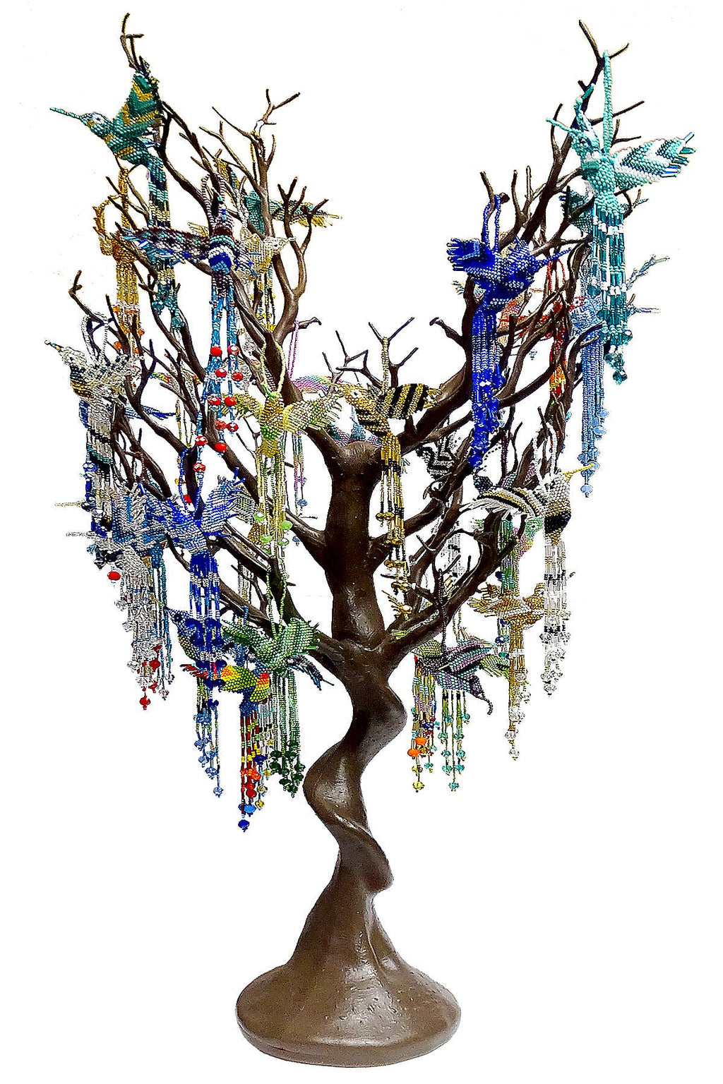 Beaded Hummingbird Figurine Seed Bead Fringe Dangle Ornament