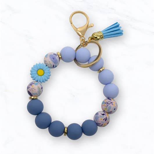 Beaded Daisy Flower Bracelet Keychain