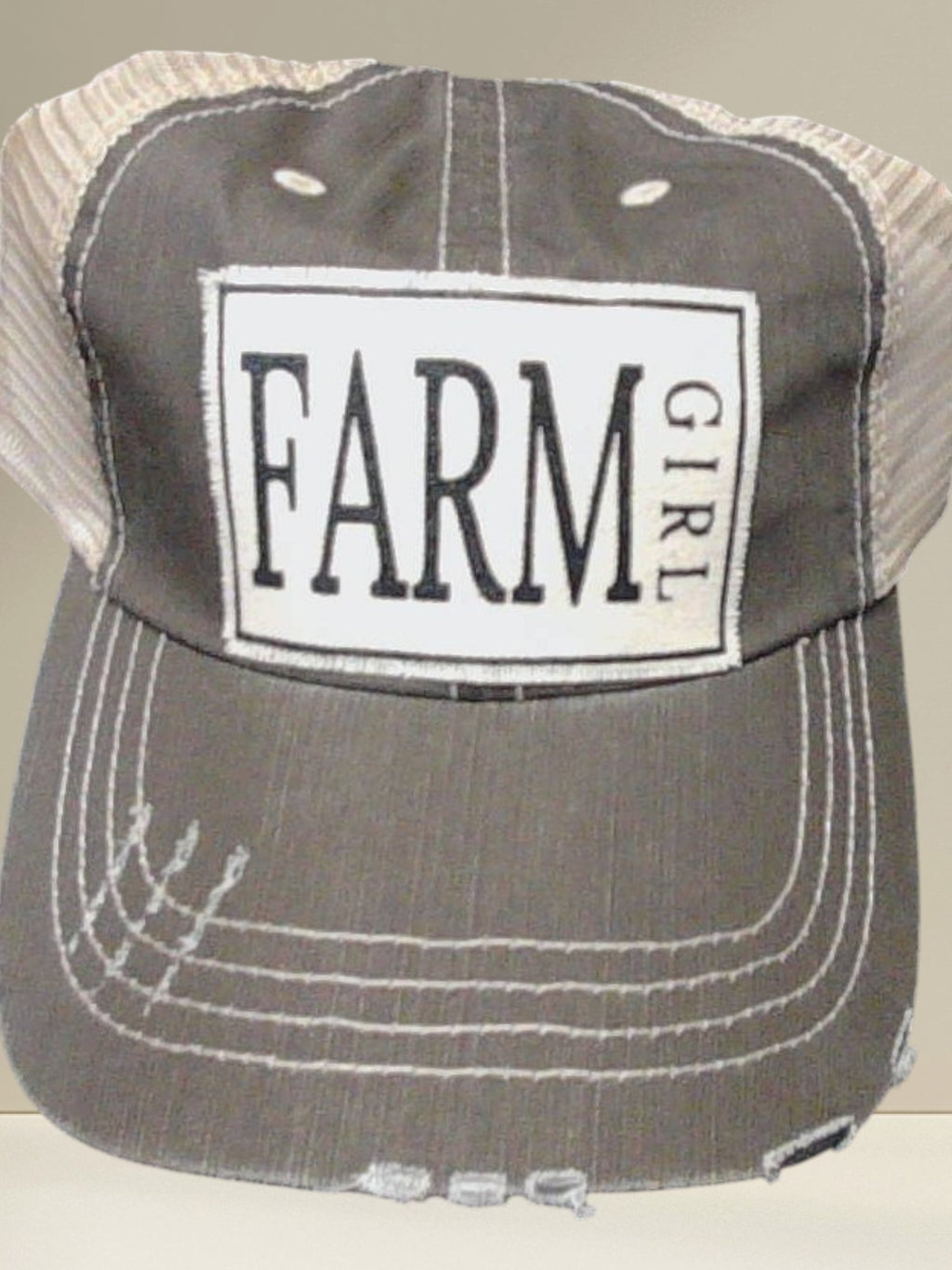Distressed Trucker Cap — Farm Girl