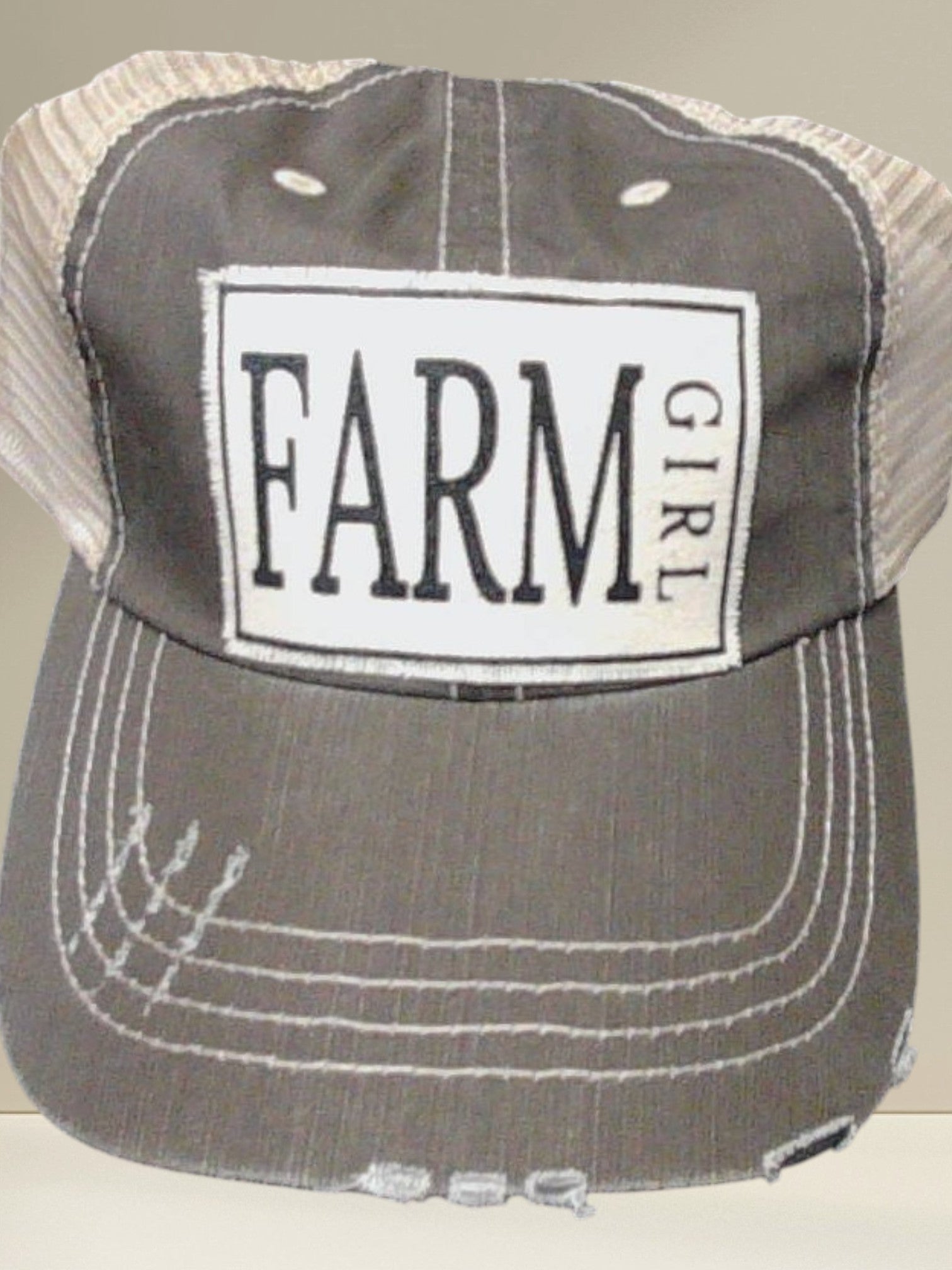 Distressed Trucker Cap — Farm Girl