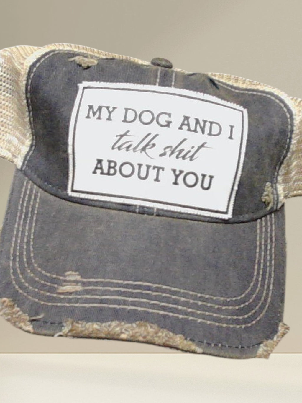 Distressed Trucker Cap — My Dog And I Talk Shit About You