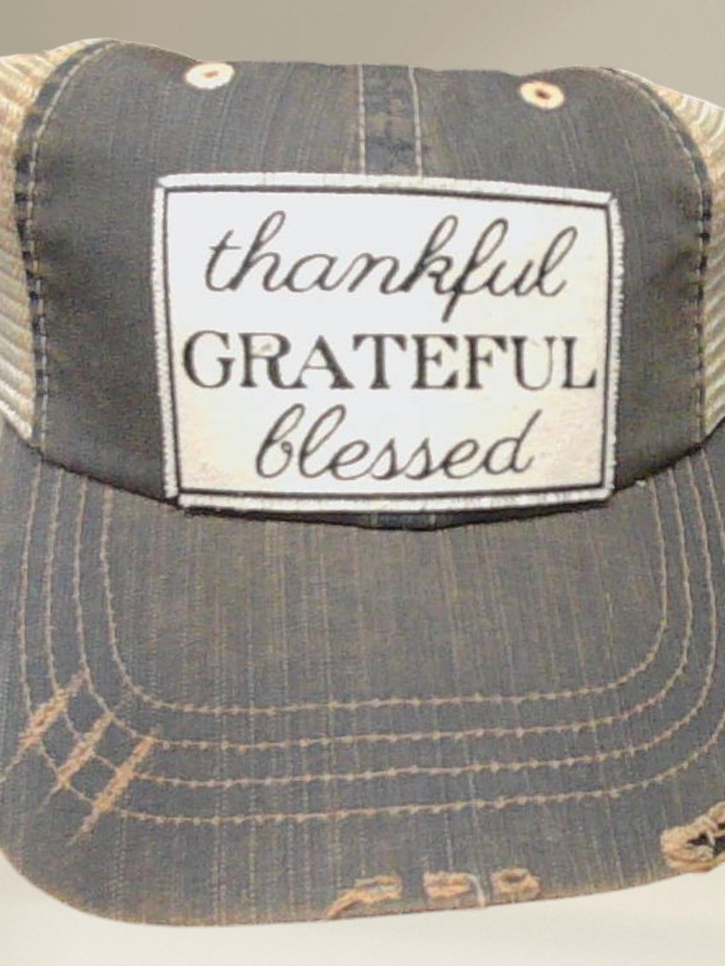 Distressed Trucker Cap — Thankful Grateful Blessed