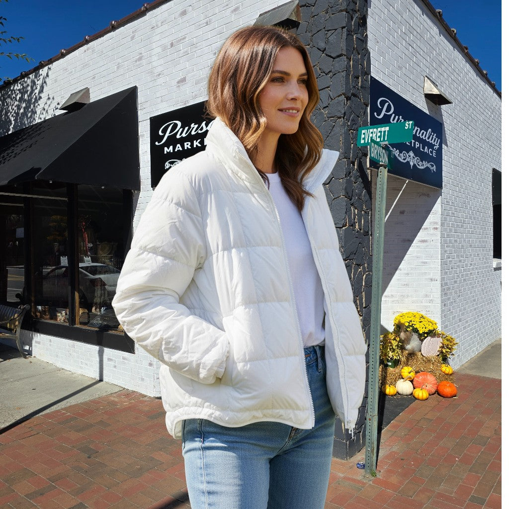 Winter White Classic Puffer Jacket