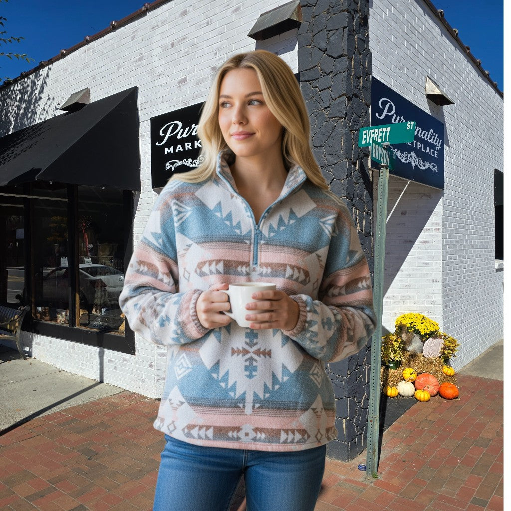 Pull Over Aztec Blue