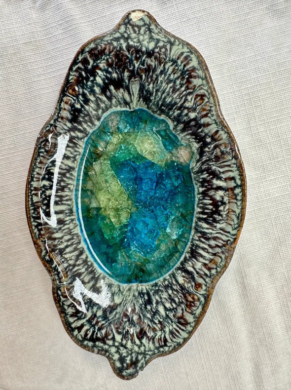 Artisan Series Oval Dish – Recycled Glass Inlay