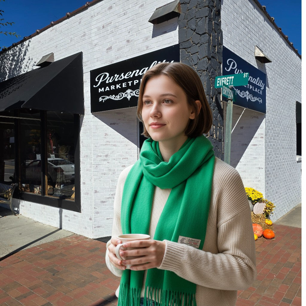 Cashmere-Feel Plaid Scarf – Short Fringe (8 Colors)