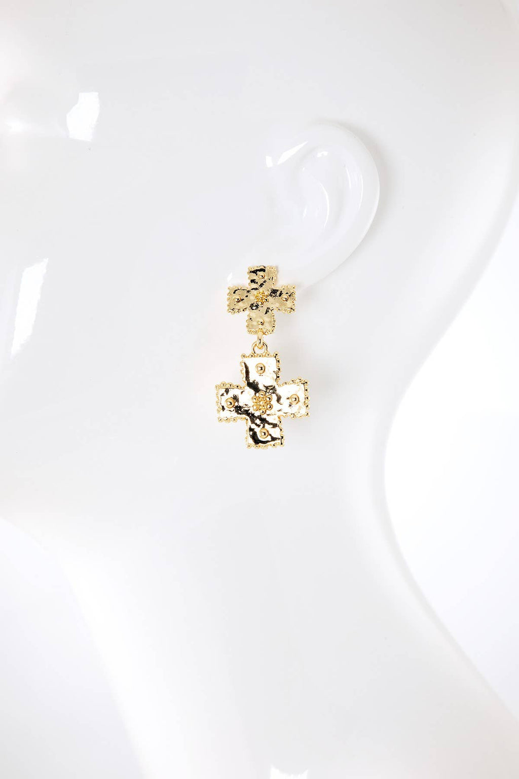 Ornate Cross Drop Earrings