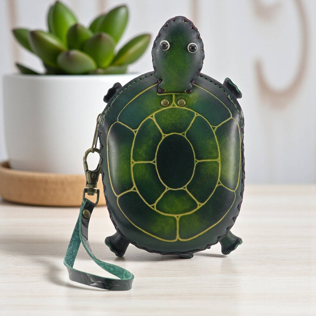 Leather Turtle coin purse wallet  E353-1 Green large