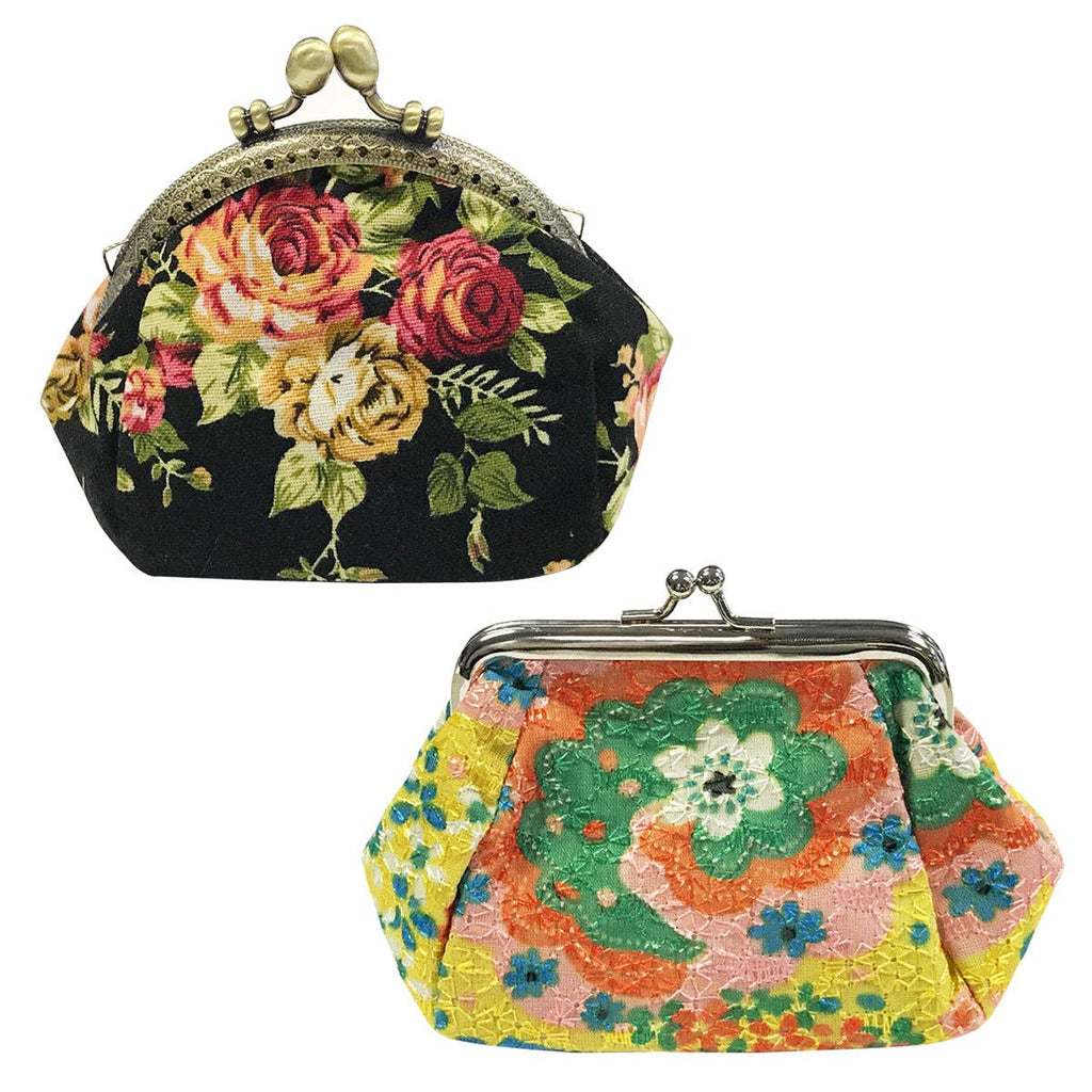 Wrapables Canvas and Floral Coin Purse Wallet Each