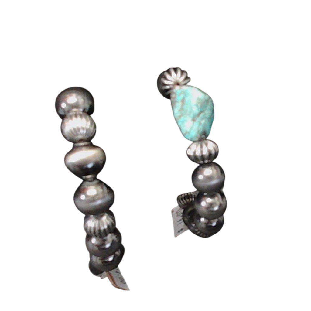 Silver Beaded Turquoise Accent Bracelet