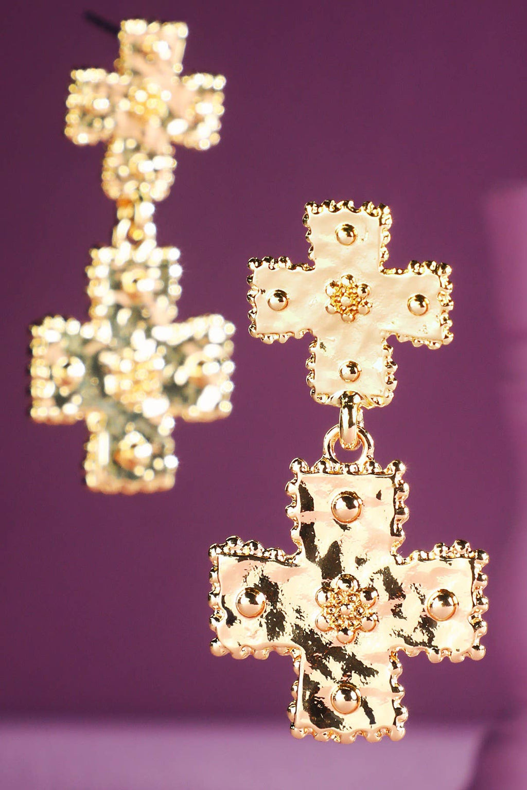 Ornate Cross Drop Earrings