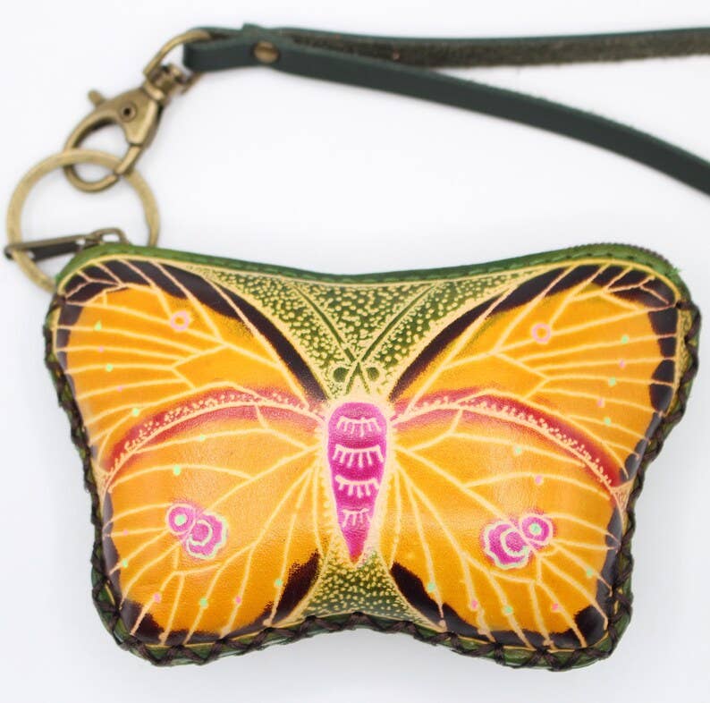 Handmade Assorted Handmade Butterfly Leather Coin Purses