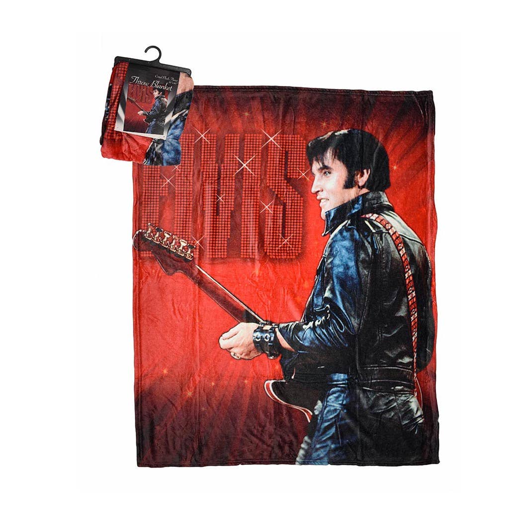 Elvis Coral Plush Fleece Throw Blanket