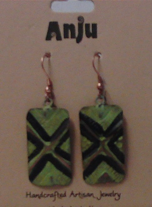 Green & Black Tribal Rectangle Earrings – Anju Handcrafted Jewelry