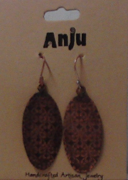 Oval Floral Copper Earrings – Anju Handcrafted Jewelry