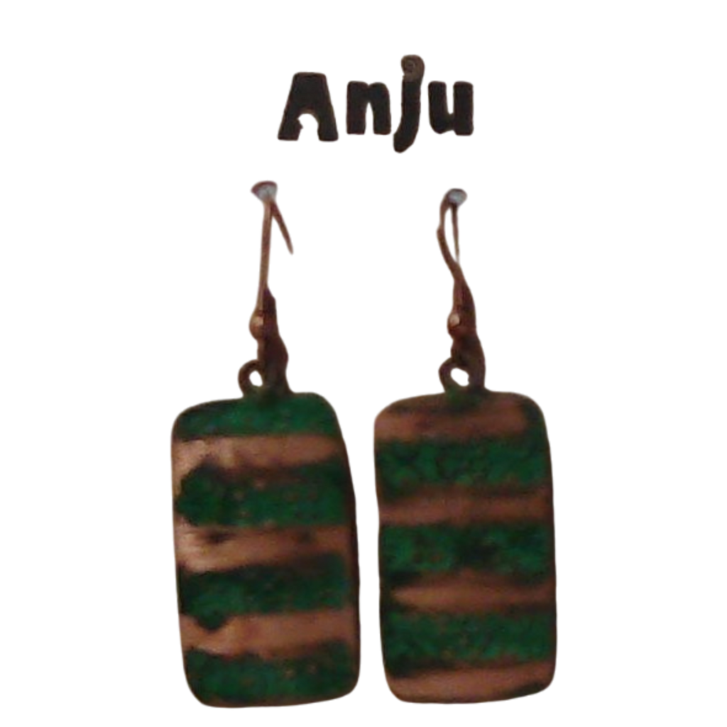 Green Striped Rectangle Earrings – Anju Handcrafted Jewelry