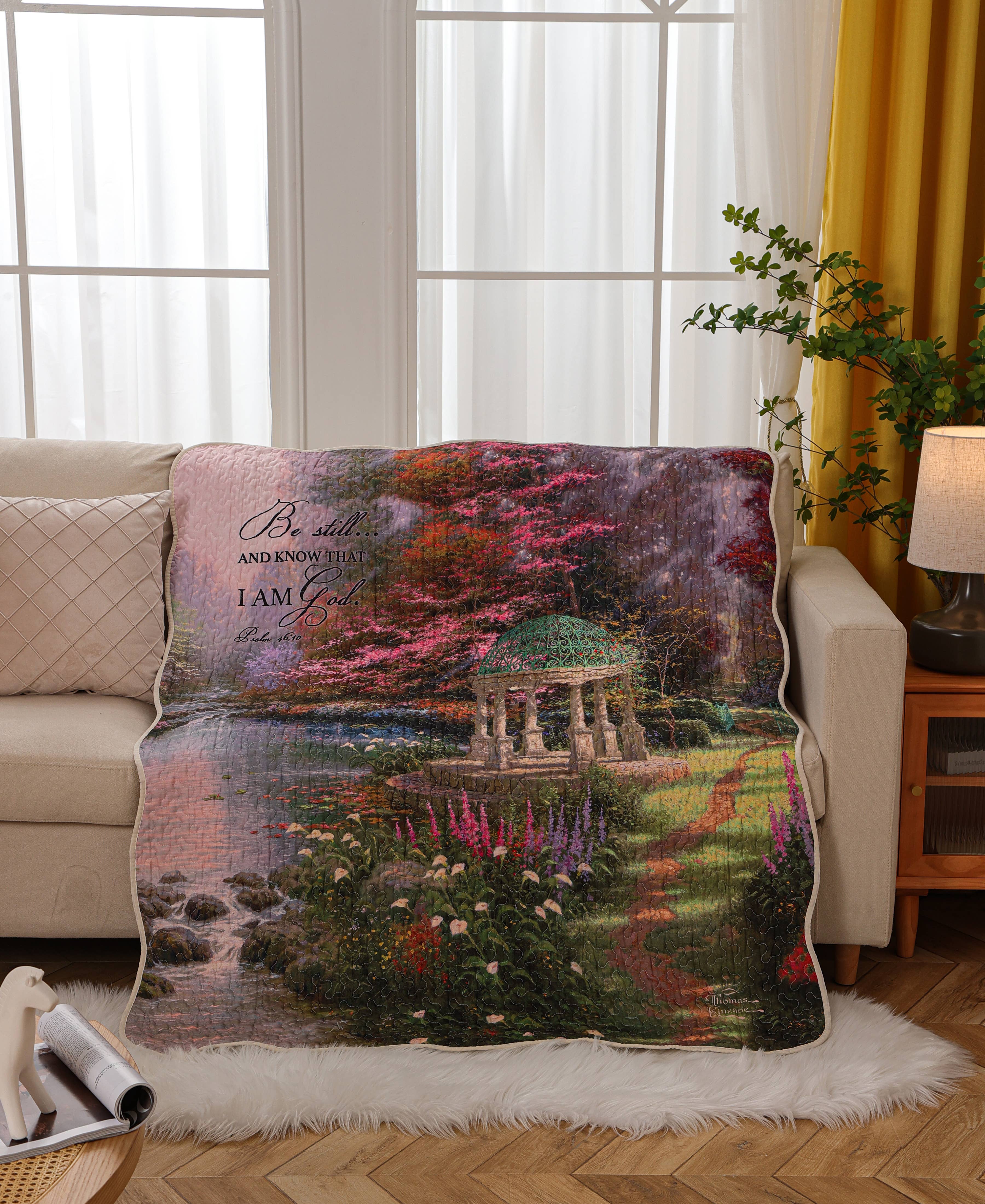 "Be Still - Psalm 46:10" Inspirational Quilted Throw 50"x60"