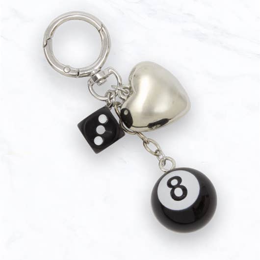 Lucky 8 Ball & Dice Charm Keychain