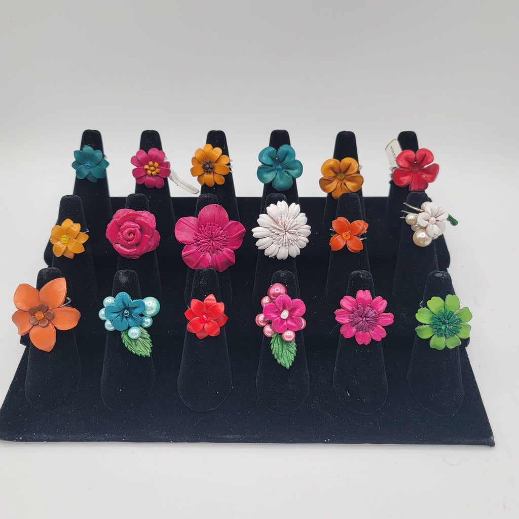 Assorted leather flower ring