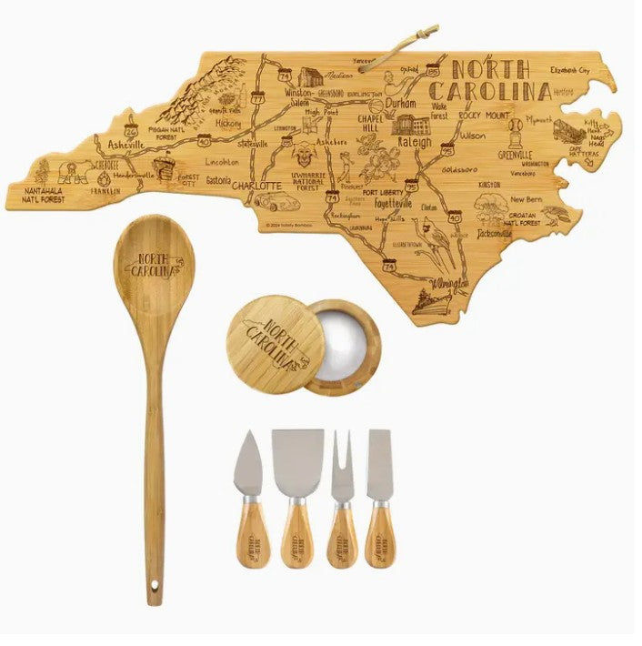 North Carolina Board, Cheese Tool, Salt Box & Cooking Spoon Set – Totally Bamboo