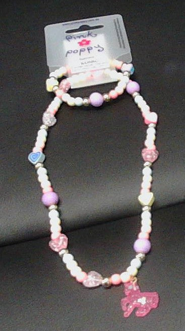 Kids Heart & Pony Charm Necklace Set (Pink Poppy)