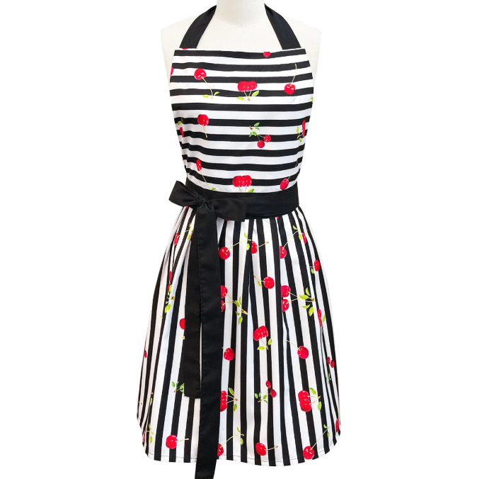 Wrapables Cherries & Stripes Flirty Apron
