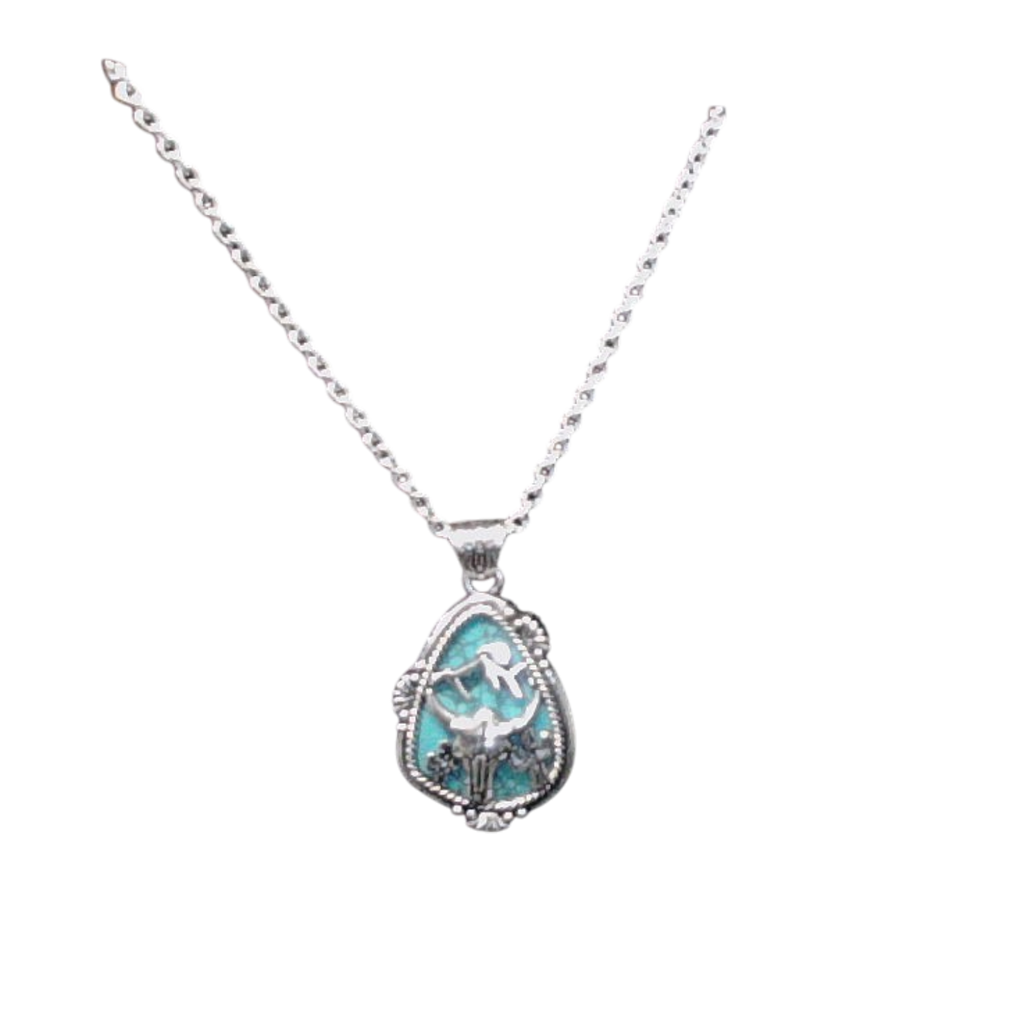 Turquoise Cowboy Scene Necklace