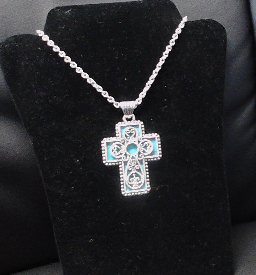 Turquoise Filigree Cross Necklace