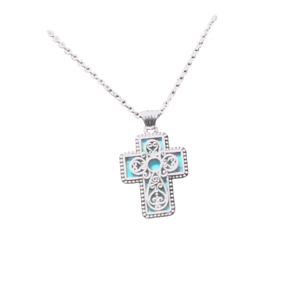 Turquoise Filigree Cross Necklace