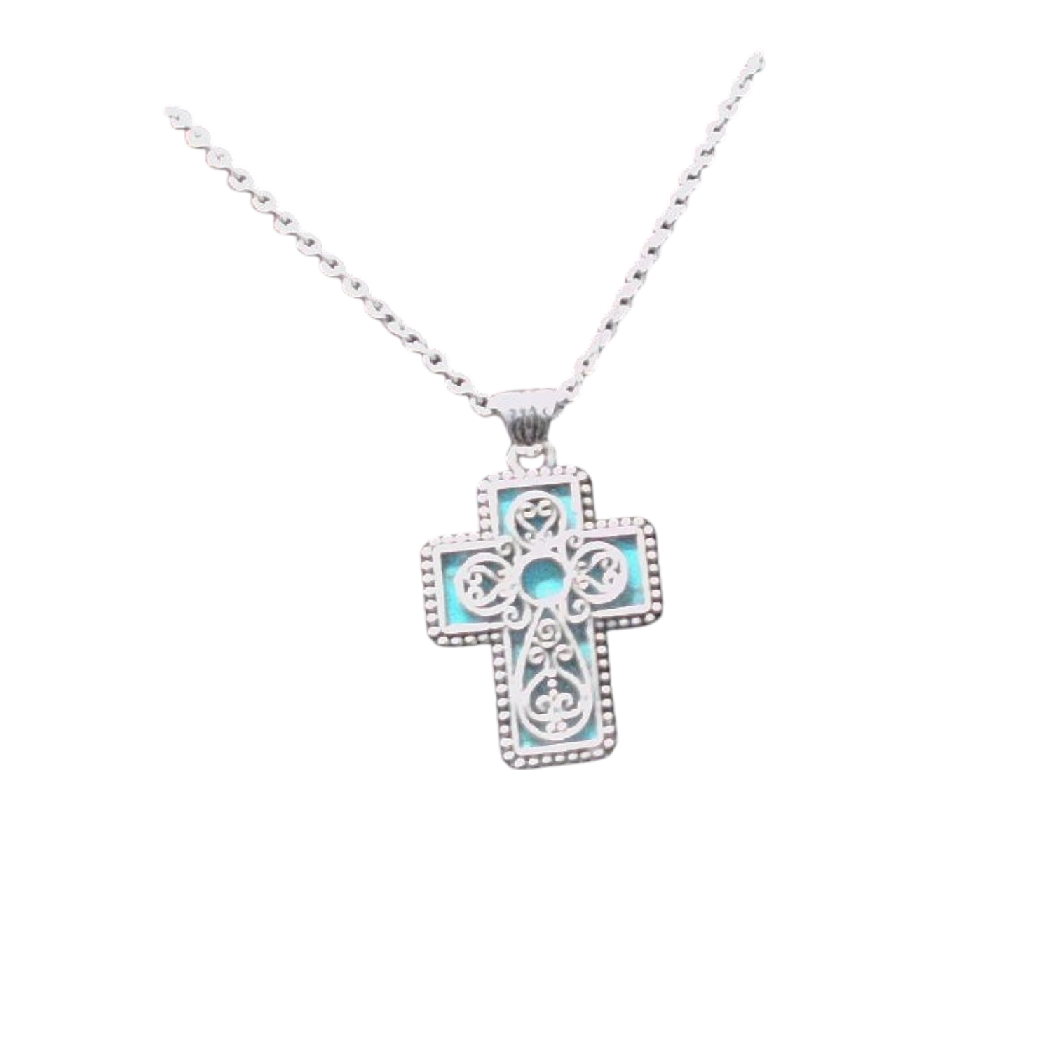 Turquoise Filigree Cross Necklace